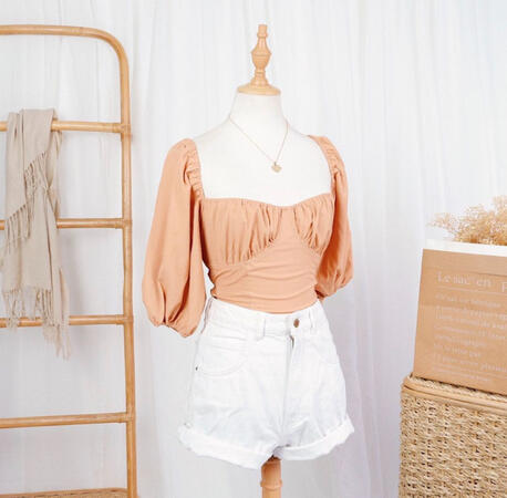 Bustier Sleeves Tie Crop Top